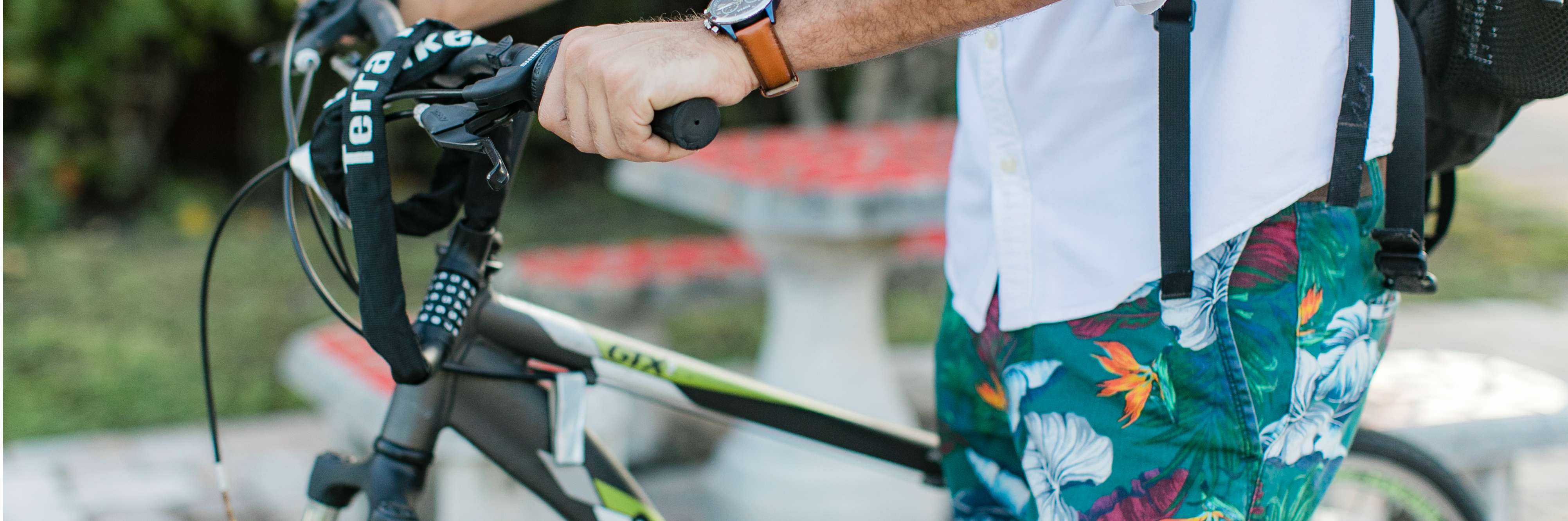 business man on bicycle