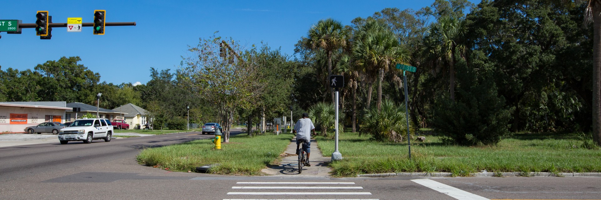 bicyclist on sidewalk